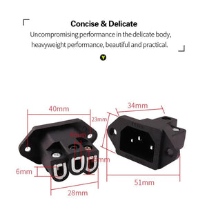 Planet Gates 3 Pin AC Power Plug Connector IEC Inlet Socket Consumer Electronics DIY HIFI Amplifier Electrical Audio Interface Panel Mount