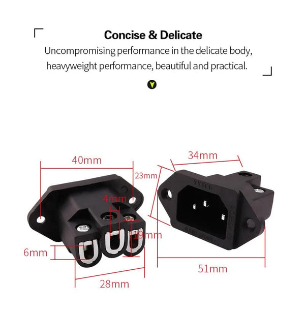 Planet Gates 3 Pin AC Power Plug Connector IEC Inlet Socket Consumer Electronics DIY HIFI Amplifier Electrical Audio Interface Panel Mount