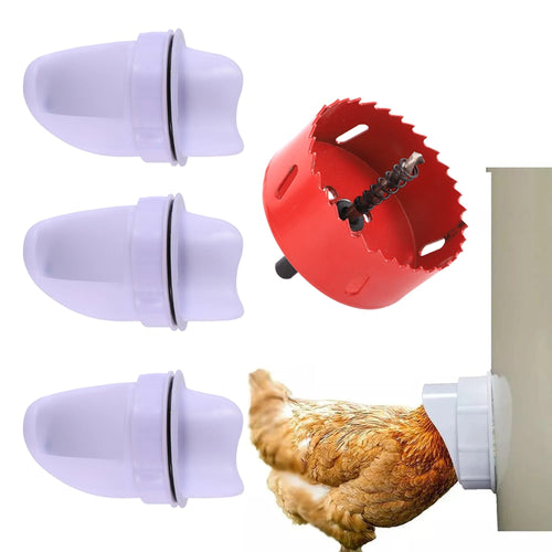 Planet Gates 3 Ports 1 Hole saw Chicken Feeder Poultry Feeding Supplies DIY Rain Proof Poultry Feeder Port Gravity Feed Kit For Buckets Barrels Bins Troughs