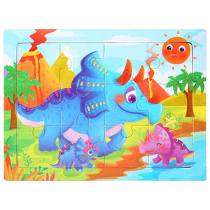 Planet Gates 3-triceratops 15*11cm 3D Puzzle Cartoon Animals Wood Puzzle Kids Cognitive Jigsaw Puzzle Baby Wooden Toys Educational Toys for Children
