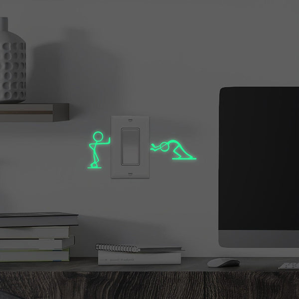 Planet Gates 3"x4"-Luminous 1pc, Luminous Cartoon Switch Sticker 3"x4", Glow In The Dark Kid Sticker Kid Room Decoration Home Decor Removable Decor Wall Decals