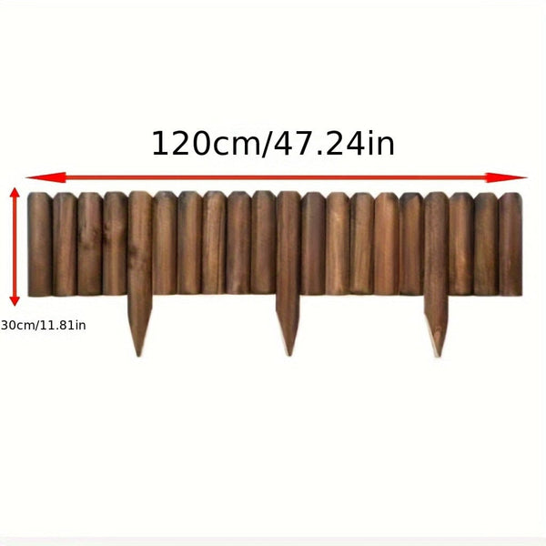 Planet Gates 30*120cm 1 Pack, Garden Fence, Garden Wooden Short Fence, Tree Fence, Burnt Wood Finish Outdoor Landscape Edging Flexible Decorative Border, Spring Garden & Yard Maintenance