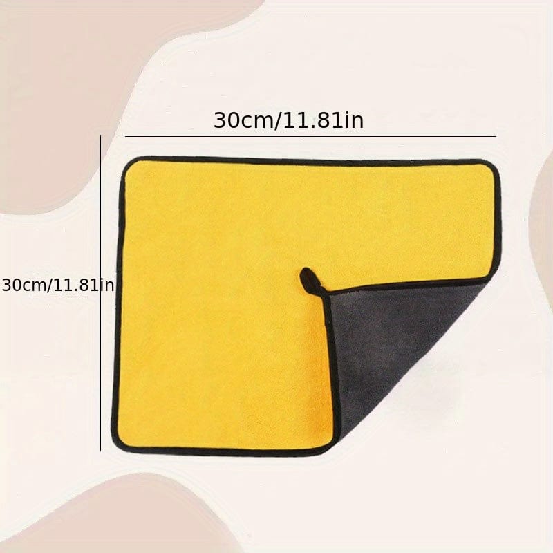 Planet Gates 1pc Wipe Glass Towel, Two-Color Thickened Absorbent Coral Fleece Wipe Car Towel, Car Cleaning Bathroom Toilet Wall Cleaning Towel, 11.81x11.81in