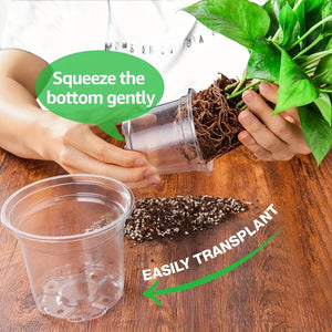 Planet Gates 30 30pcs Reinforced Clear Nursery Pots, Plastic Nursery Pots With Drainage Holes, Transparent Nursery Pots Variety Pack, Plastic Plant Pots Seedling Planters, Seed Starter Pots Flower Pots