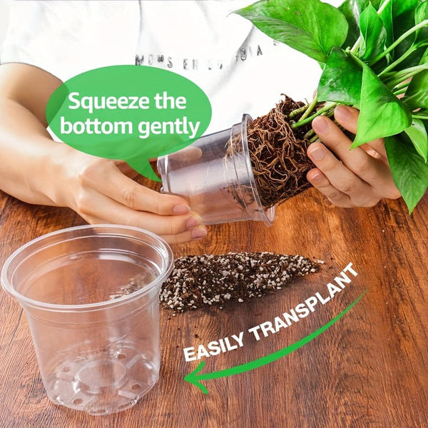 Planet Gates 30 30pcs Reinforced Clear Nursery Pots, Plastic Nursery Pots With Drainage Holes, Transparent Nursery Pots Variety Pack, Plastic Plant Pots Seedling Planters, Seed Starter Pots Flower Pots