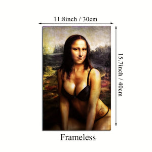 Planet Gates 30*40cm/11.8*15.7in frameless 1pc Unframed Canvas Poster, Modern Art, Funny Mona Lisa Poster, Ideal Gift For Bedroom Living Room Corridor, Wall Art, Wall Decor, Winter Decor, Room Decoration