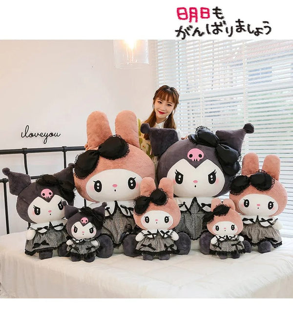 Planet Gates 30/40cm New Sanrio Dark Gothic Melody Plush Toy Dolls Children's Birthday Gift Plushies Kuromi Doll Pillow Gifts for Kids