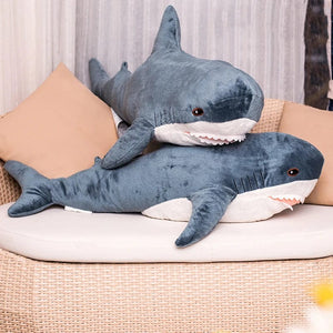 Planet Gates 30/45/60/80CM Popular Shark Plush Toys Simulation Shark Dolls Stuffed Soft Animal Reading Pillow Cushion for Baby Kids