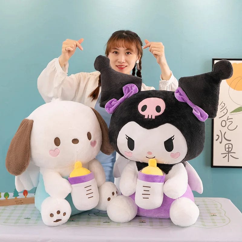 Planet Gates 30/45cm Creative New Milk Bottle Angel Kuromi Plush Toys Doll Home Decoration Pillow Large Pacha Dog Cartoon Doll for Kids