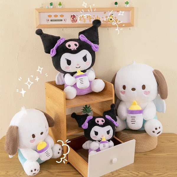 Planet Gates 30/45cm Creative New Milk Bottle Angel Kuromi Plush Toys Doll Home Decoration Pillow Large Pacha Dog Cartoon Doll for Kids