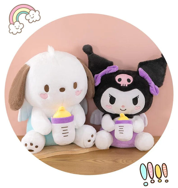 Planet Gates 30/45cm Creative New Milk Bottle Angel Kuromi Plush Toys Doll Home Decoration Pillow Large Pacha Dog Cartoon Doll for Kids