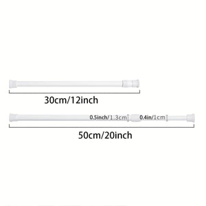 Planet Gates 30.48cm-50.8cm / White 1pc Multifunctional Punch-free Telescopic Rod, Built-in Spring And Nail-free Fixing Curtain Rod, Shower Curtain Rod Half Curtain Short Curtain Coffee Curtain Door Curtain Spring Tension Rod, Bathroom Accessories