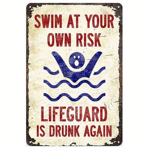 Planet Gates 30.48x20.32 cmes Be Safe and Enjoy Your Time at the Pool: 1pc Metal Tin Sign with Pool Rules and Lifeguard Warning