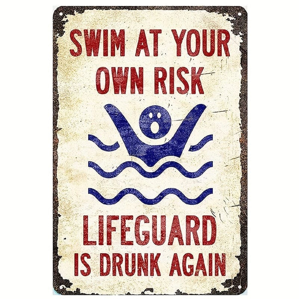 Planet Gates 30.48x20.32 cmes Be Safe and Enjoy Your Time at the Pool: 1pc Metal Tin Sign with Pool Rules and Lifeguard Warning