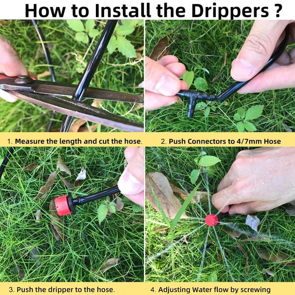 Planet Gates 30/50/100/200PCS 4/7mm Adjustable Watering Nozzle Sprinklers Irrigation Garden Emitter Micro Drip Spray Gardening Accessories