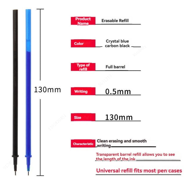 Planet Gates 30/50/80/100Pcs/Lot 0.5mm Gel Pen Erasable Pen Refill Rod Set  Blue Black Ink Shool Washable Handle Writing Stationery Supplies