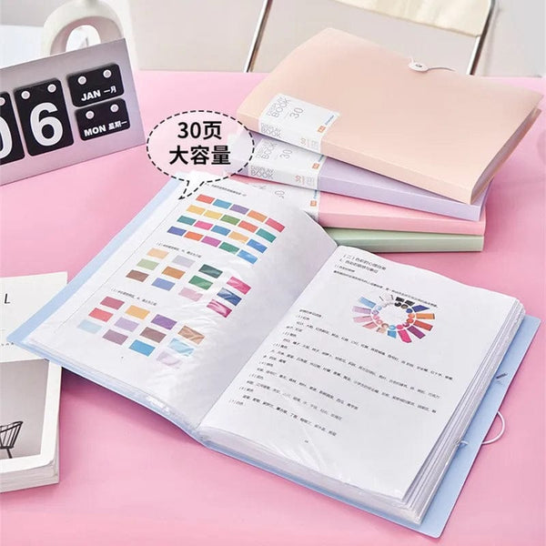 Planet Gates 30/60 Pages File Bag A4 Transparent Binder File Folder Storage Student Test Paper Classification Organization Office Supplies
