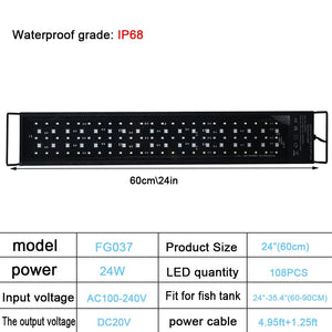 Planet Gates 30-60cm Fish Tank 24/7 Full Spectrum Lighting LED Light Aquarium Decoration Aquatic Plant Growth Lamp IP68 Waterproof 100V-240V