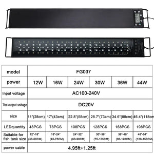 Planet Gates 30-60cm Fish Tank 24/7 Full Spectrum Lighting LED Light Aquarium Decoration Aquatic Plant Growth Lamp IP68 Waterproof 100V-240V