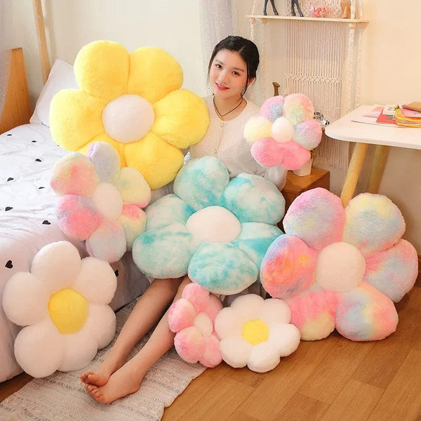 Planet Gates 30-65cm Kawaii Colorful Flower Plush Pillow Cushion Soft Sunflower Plant Mat Stuffed Sofa Bed Sleeping Back Cushion Decor Gifts