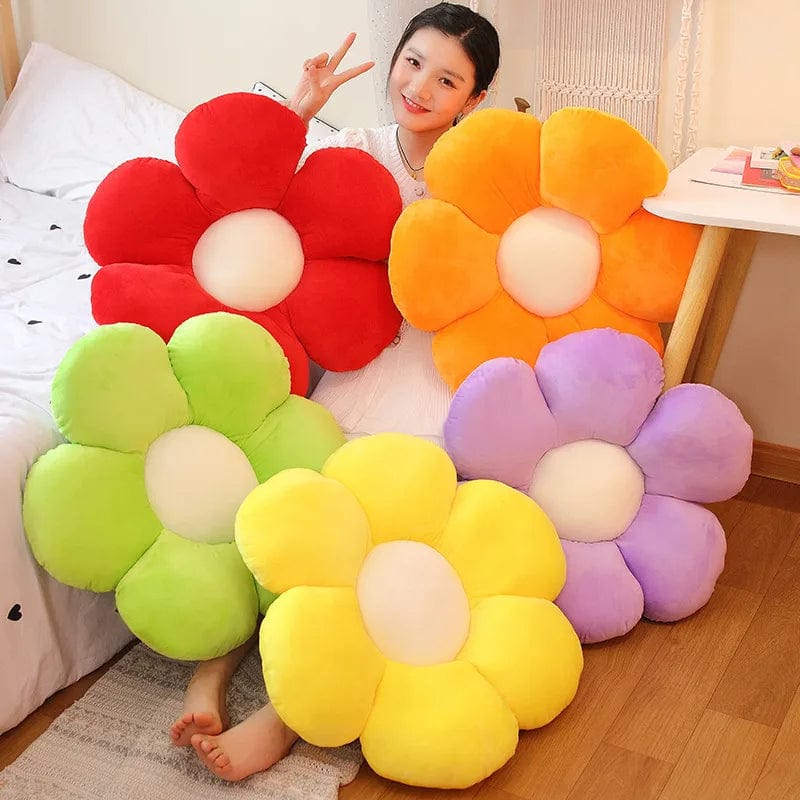 Planet Gates 30-65cm Kawaii Colorful Flower Plush Pillow Cushion Soft Sunflower Plant Mat Stuffed Sofa Bed Sleeping Back Cushion Decor Gifts