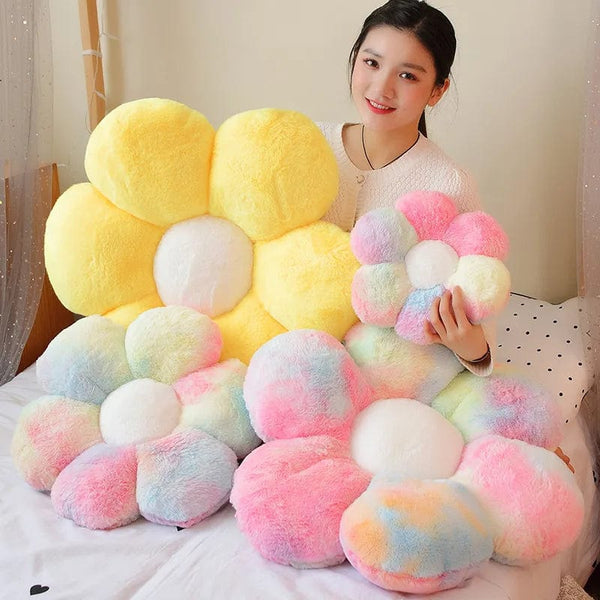 Planet Gates 30-65cm Kawaii Colorful Flower Plush Pillow Cushion Soft Sunflower Plant Mat Stuffed Sofa Bed Sleeping Back Cushion Decor Gifts