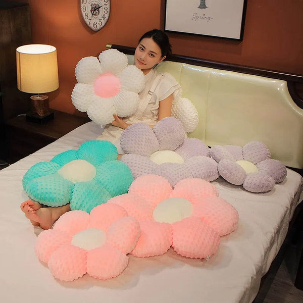Planet Gates 30-65cm Kawaii Colorful Flower Plush Pillow Cushion Soft Sunflower Plant Mat Stuffed Sofa Bed Sleeping Back Cushion Decor Gifts