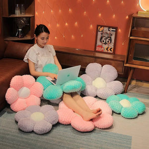Planet Gates 30-65cm Kawaii Colorful Flower Plush Pillow Cushion Soft Sunflower Plant Mat Stuffed Sofa Bed Sleeping Back Cushion Decor Gifts