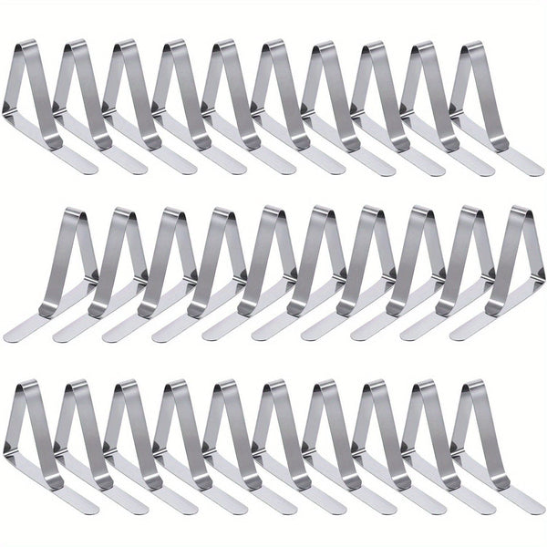 Planet Gates 30 Pack Long Tablecloth Clips 6/12/18/24/30pcs Tablecloth Clips, Heavy Duty Picnic Table Clips, Stainless Steel Table Cloth Cover Clamps, Table Cloth Holders Ideal For Restaurant Picnics Marquees Weddings Graduation Party