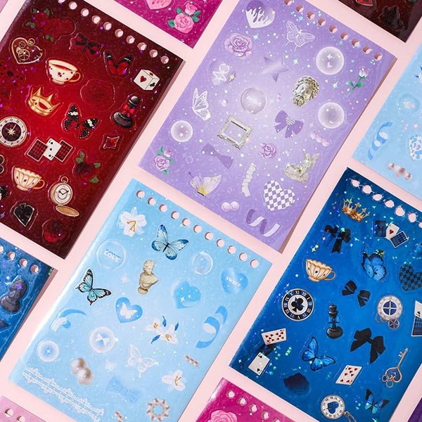 Planet Gates 30 Sheets Korean Style Premium Hologram Sticker Book Shiny Cute for Scrapbooking Journaling Photocard Decoration Toploader Deco