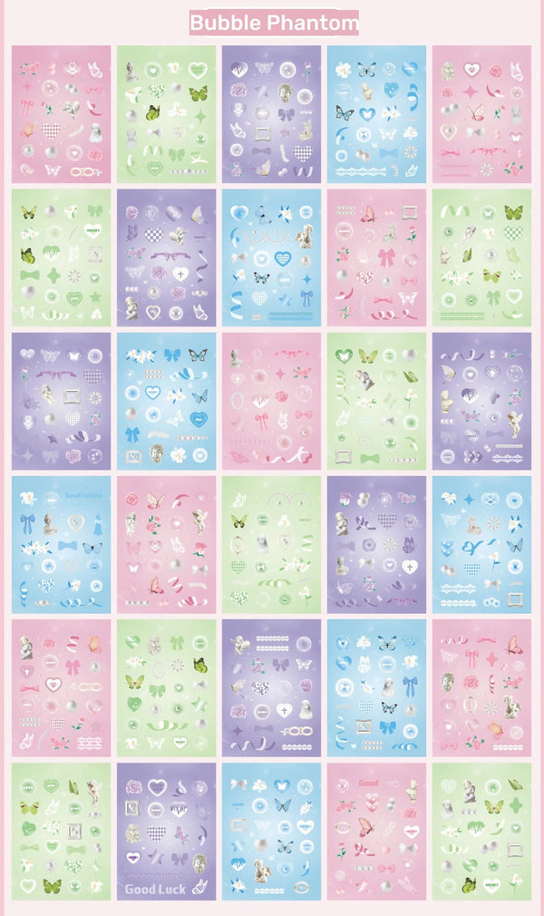 Planet Gates 30 Sheets Korean Style Premium Hologram Sticker Book Shiny Cute for Scrapbooking Journaling Photocard Decoration Toploader Deco