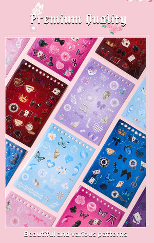 Planet Gates 30 Sheets Korean Style Premium Hologram Sticker Book Shiny Cute for Scrapbooking Journaling Photocard Decoration Toploader Deco