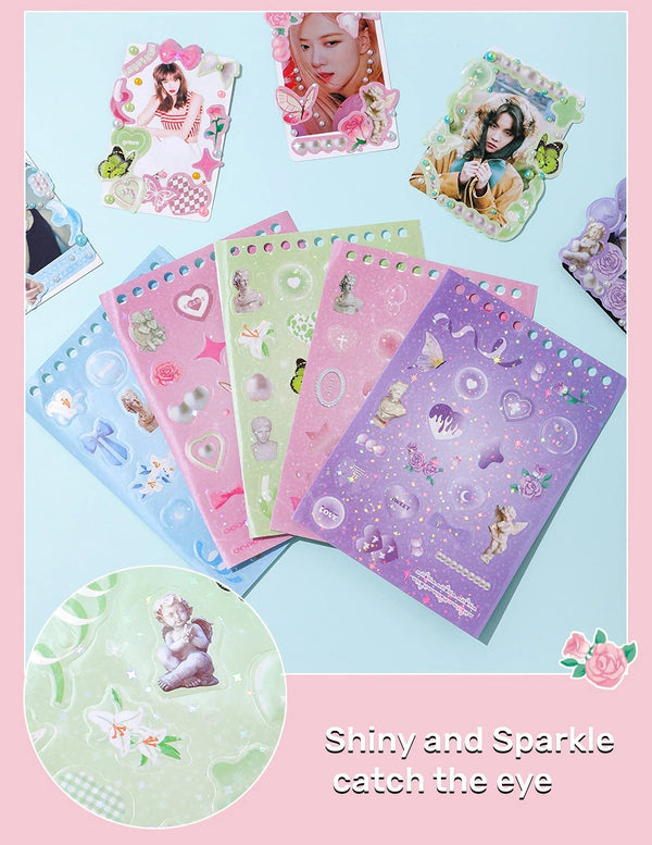 Planet Gates 30 Sheets Korean Style Premium Hologram Sticker Book Shiny Cute for Scrapbooking Journaling Photocard Decoration Toploader Deco