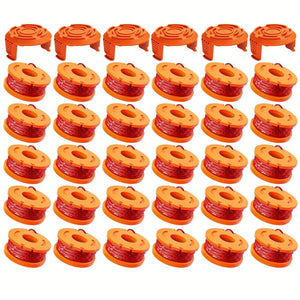 Planet Gates 30 Spools + 6 Caps 20 Packs Replacement 10ft (3m) Grass Trimmer Line Spool, Edger Line Spool Compatible Model Worx WA0010 (16 Replacement Line Spool, 4 Trimmer Cap)
