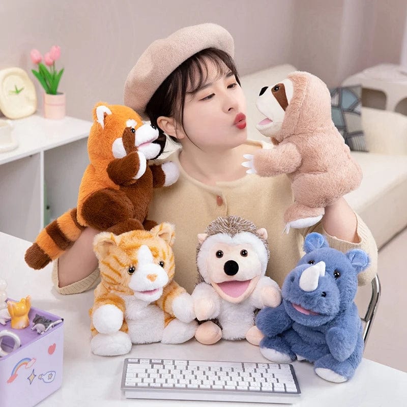 Planet Gates 30 Styles Stuffed Plush Animals Toys Hand Finger Story Puppet Cute Dolls Educational Babys Duck Lamb Cow Dog Horse Children Gift