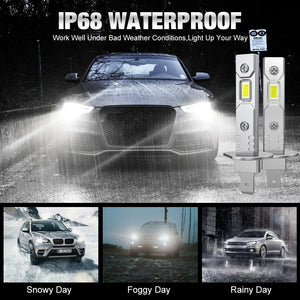 Planet Gates 30000LM H1 LED Headlight 100W Mini Canbus H3 Led for Car Headlamp Fanless Light Auto Diode Fog Lamps 6000K White 3000K Yellow