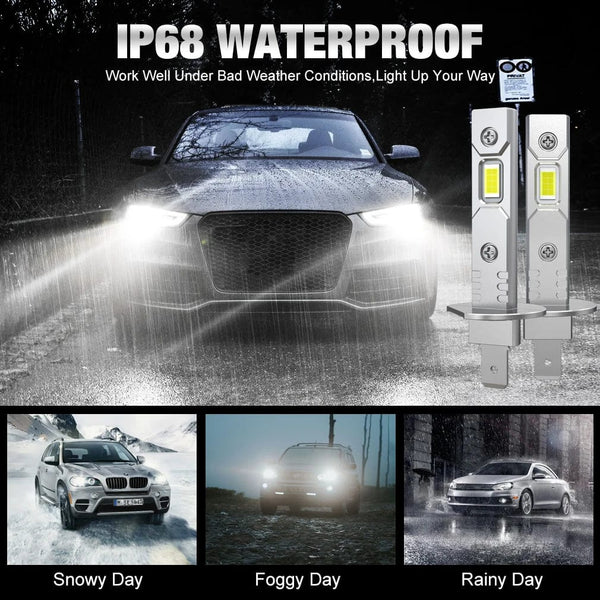 Planet Gates 30000LM H1 LED Headlight 100W Mini Canbus H3 Led for Car Headlamp Fanless Light Auto Diode Fog Lamps 6000K White 3000K Yellow