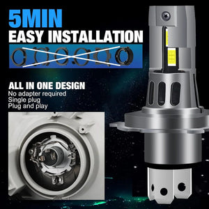 Planet Gates 30000LM H4 LED Headlight Bulbs Canbus High Low Beam Car Light Turbo Led Diode Lamp Auto Motorcycle CSP 6500K 12V