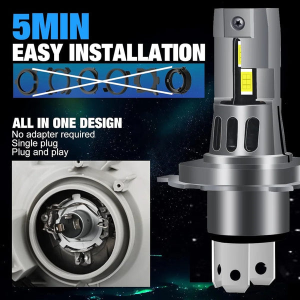 Planet Gates 30000LM H4 LED Headlight Bulbs Canbus High Low Beam Car Light Turbo Led Diode Lamp Auto Motorcycle CSP 6500K 12V