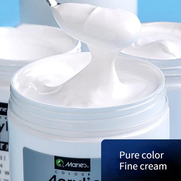 Planet Gates 300ml White Acrylic Paints In Large Jars for Wall Painting Without Losing Color Waterproof and Sun Protection Art Supplies