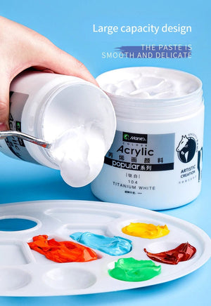 Planet Gates 300ml White Acrylic Paints In Large Jars for Wall Painting Without Losing Color Waterproof and Sun Protection Art Supplies