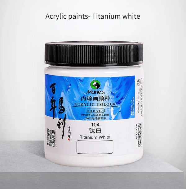 Planet Gates 300ml White Acrylic Paints In Large Jars for Wall Painting Without Losing Color Waterproof and Sun Protection Art Supplies