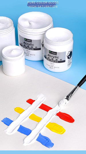 Planet Gates 300ml White Acrylic Paints In Large Jars for Wall Painting Without Losing Color Waterproof and Sun Protection Art Supplies