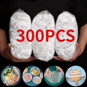 Planet Gates 300pcs 100/300pcs Disposable Fresh-keeping Film, Household Food Grade Kitchen Refrigerator Leftover Rice Fruit Food Plastic Sealed Fresh Cover, Anti-odor Leak-Proof Dust-proof Freezer Cover, Refrigerator Fresh Keeping Cover,