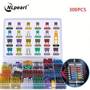 Planet Gates 300pcs 300pcs Car Blade Fuse Assortment Kit, 2A-40A, Car Truck Automotive Small And Medium Fuse Hybrid Motorcycle, With Box Circuit Fuse