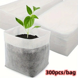Planet Gates 300pcs/bag 100pcs/200pcs/300pcs Biodegradable Seed Nursery Bags, Non-Woven Plants Grow Bags, Fabric Seedling Pots Plants Pouch, Home Garden Supply, Seedling Plant Nursery Bags For Soil Transplant Pouches Agricultural Production Supply