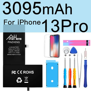 Planet Gates 3095mAh For i13Pro PINZHENG Battery For iPhone X XR XS 11 12 13 Mini Max Pro Promax Real High Capacity Replacement Bateria Warranty One Year