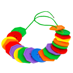 Planet Gates 30Button Block 2Rope 30 Pcs Montessori Toys Educational Toys for Children Early Learning Geometric Blocks Threading Buttons Teaching Aids GYH