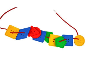 Planet Gates 30Button Block 2Rope 30 Pcs Montessori Toys Educational Toys for Children Early Learning Geometric Blocks Threading Buttons Teaching Aids GYH