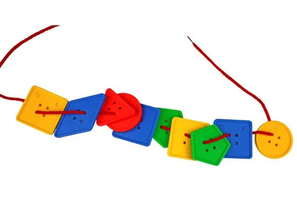 Planet Gates 30Button Block 2Rope 30 Pcs Montessori Toys Educational Toys for Children Early Learning Geometric Blocks Threading Buttons Teaching Aids GYH